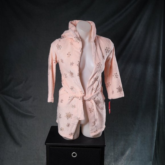 NWT PL SLEEP - metallic snowflake fleece robe - 6/6X - Picture 2 of 6